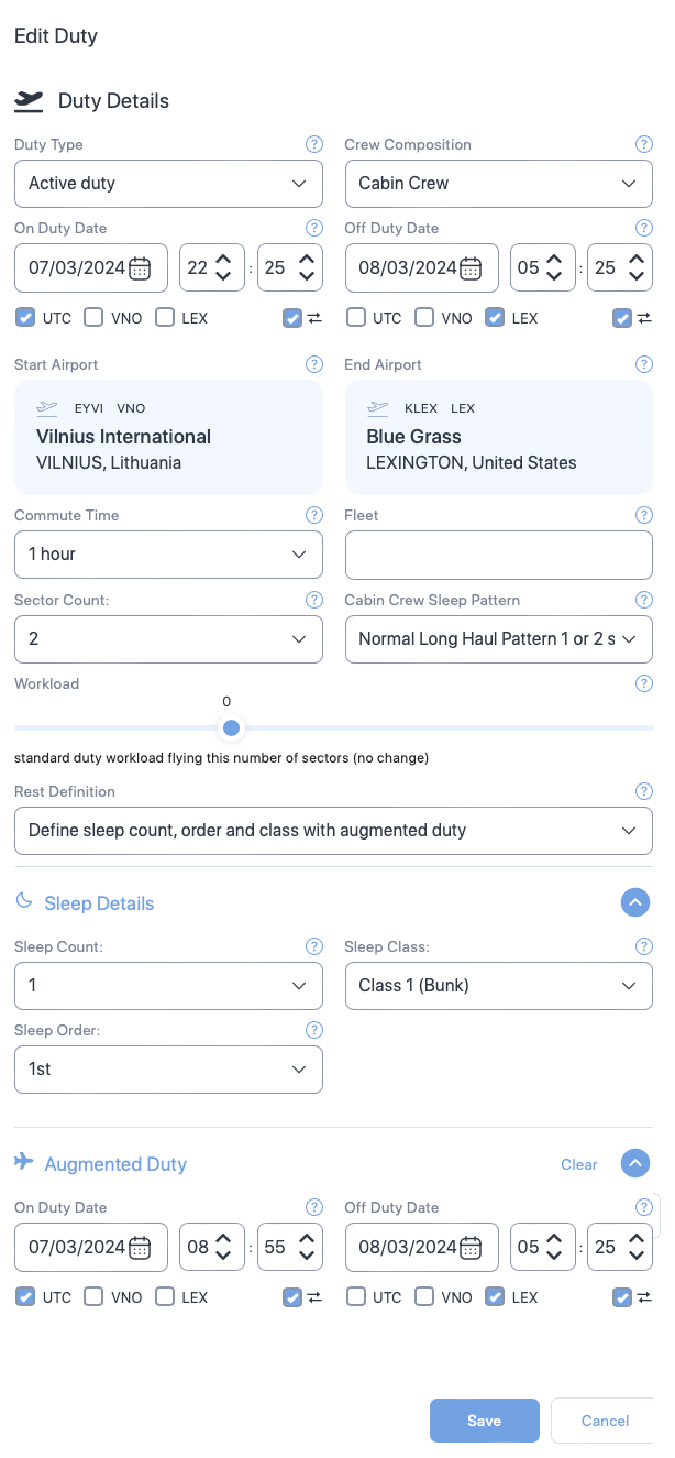 Create duty form