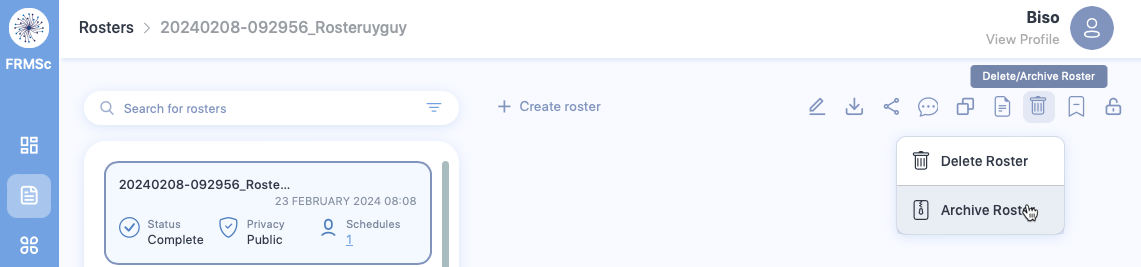 Archive roster