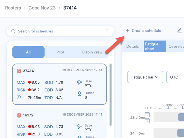 Create schedule button