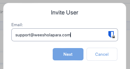 Invite a user form