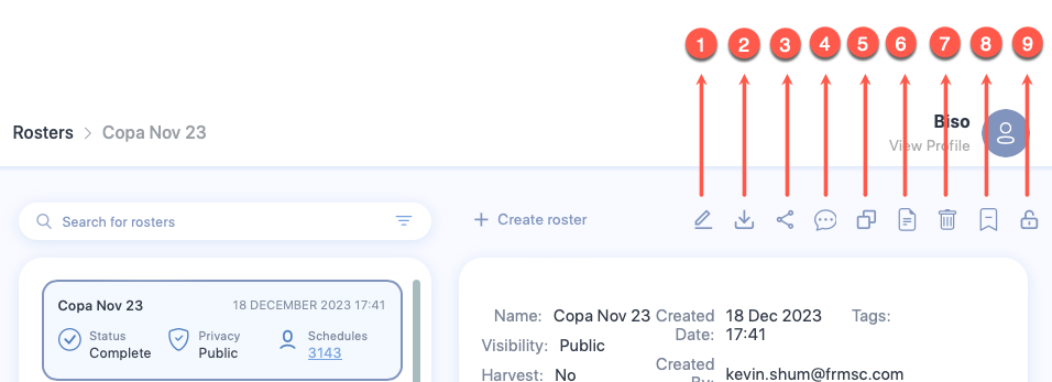 Roster control bar